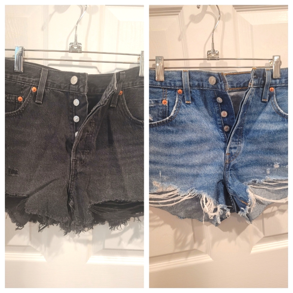 Levi's High Rise Jean Shorts 501 Black & Blue Size 29 (Bundle)